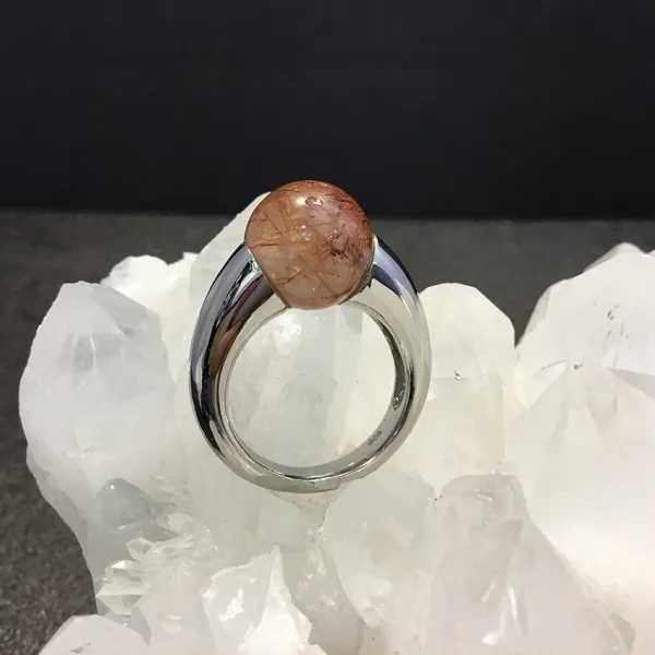 천연석 침수정 실버 925 원석 반지 11.7mm 루틸쿼츠 금운