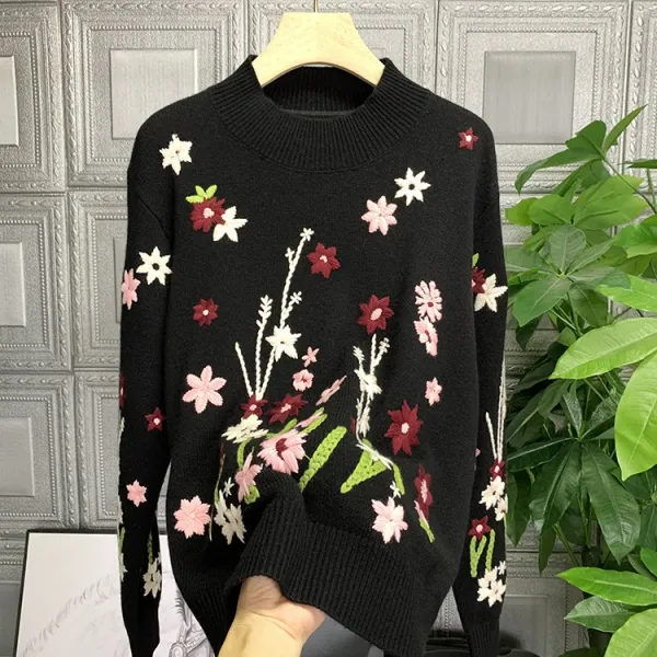 좋다 몰 할 것 거절 오버핏 정말 미혹 S 라운드넥 꽃자수 여성 3039