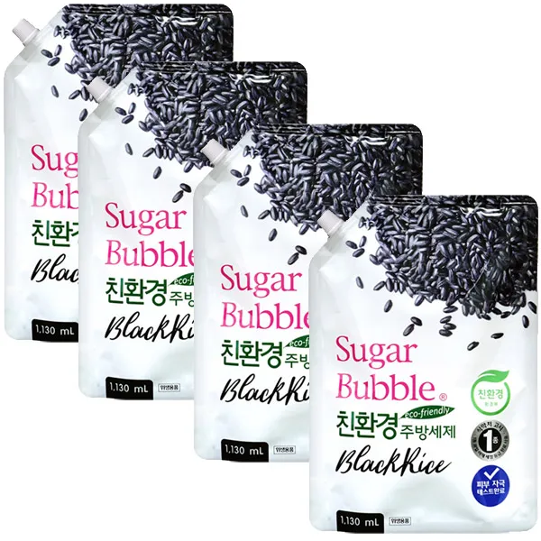 슈가버블 천연유래 흑미 주방세제 1130mL (파우치 리필), 4개