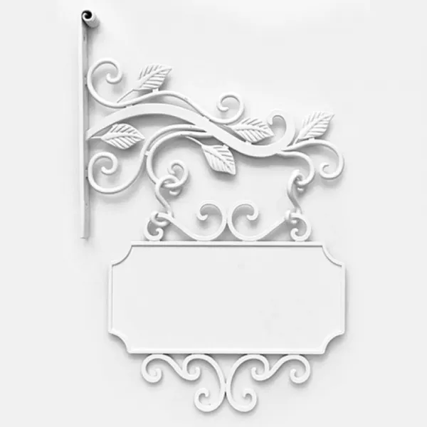 [ARH_4093987] 스퀘어 넝쿨잎 화이트 단조 복도간판 돌출간판걸이 유치원간판 단조간판 어린이집간판, 단일상품