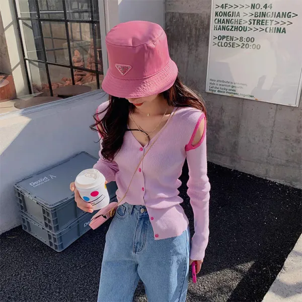 ALICEW 바람둥이 봄계절 V넥 오픈숄더스타일 여성 기계 조심 디자인 x2개