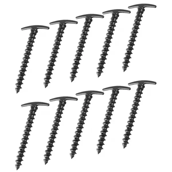 Stk10 개 검은 색 플라스틱 나선형 캠핑 천막 텐트 앵커 지상 말뚝 못