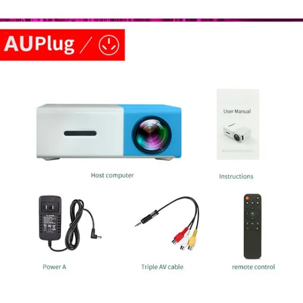 Lejiada yg300 led 소형 영사기 320x240 화소는 1080 p 휴대용 영사기를 지원한다 가정 매체 선수 붙박이, 12 Blue AU Plug