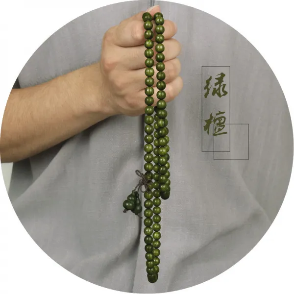 정통 그린 단향 호놀룰루 핸드 꼬치 18매 자단 환적 불주 팔찌 68mm 남녀 커플 염주