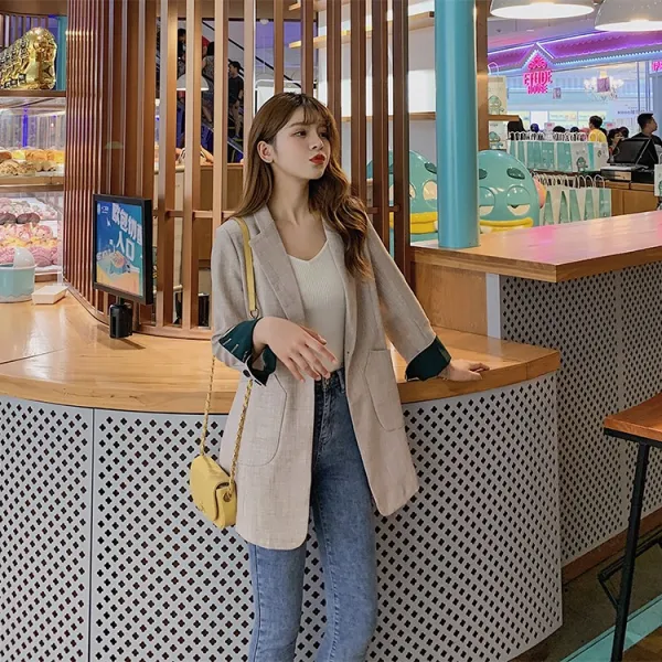 데일리룩 패션 클래식모던 루즈핏 원버튼 자켓