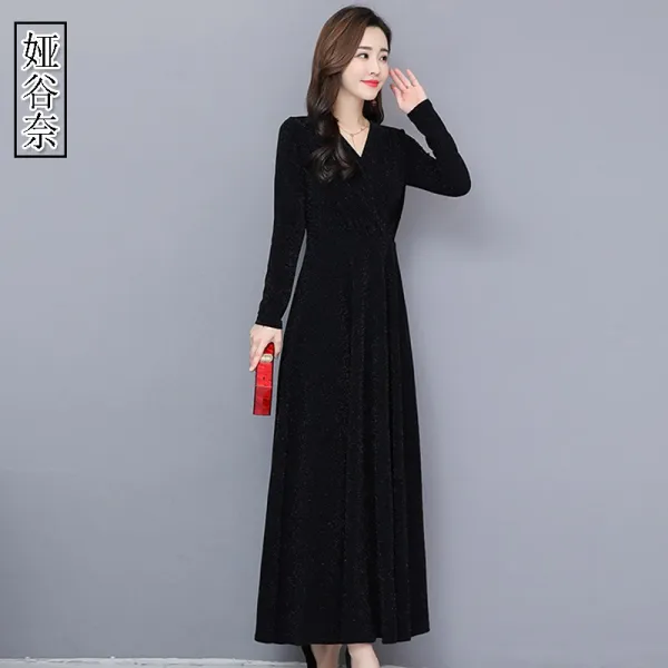 Yx Shop 가을 겨울 여성 롱 원피스 오버핏 드레스 A00266