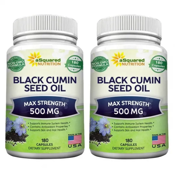 aSquared Nutrition 어스퀘어뉴트리션 흑종초 블랙커민 씨드 오일 500mg 180캡슐(병당 약3-6개월), 1mg, 2개
