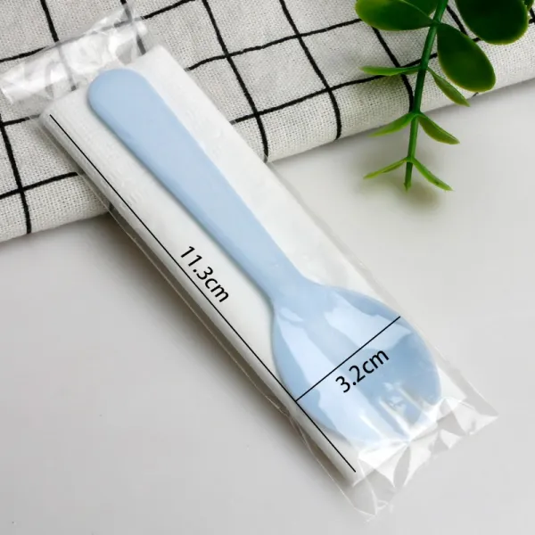 일회용 독립 비닐 플라스틱 어린사슴 포크 아크림 푸딩젤스 천층 두리언 케익 디저트, 타바스블루 포크 스푼 _개 100 개