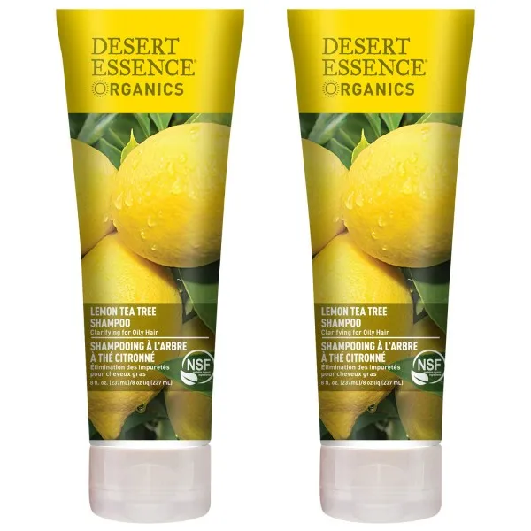 Desert Essence 레몬 티 트리 샴푸 8 액량 온스 2 팩 과잉 오일 제거 두피 재생 및 보호 마카 뿌리 추출물 부드럽고 매끄럽고 관 단일상품