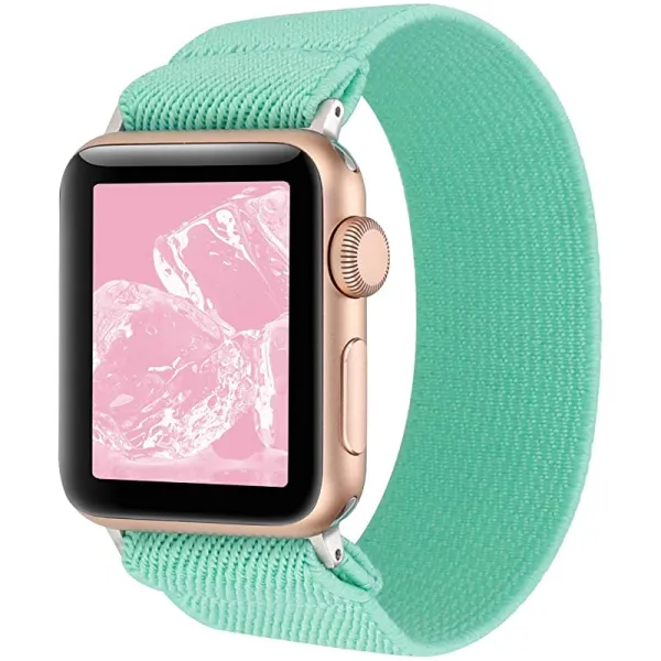 애플워치 밴드 40mm 38mm 44mm 42mm iWatch 시리즈 6 5 4 3 2 1 스트레치 탄성 Wristbelt Turquoise Green 38mm 40mm의 YOSWAN Stretchy Loop Strap 호환성, 상세페이지 참조, 상세페이지 참조