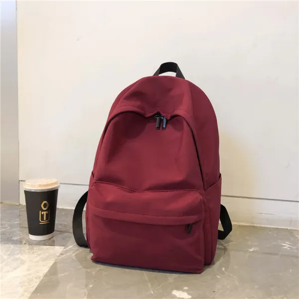 천가방 일본책 가방 경증소녀 고풍스러운 단색 백팩 나일론 방수 캠퍼스 학생 인스타그램 슈퍼파이어 백 버건디