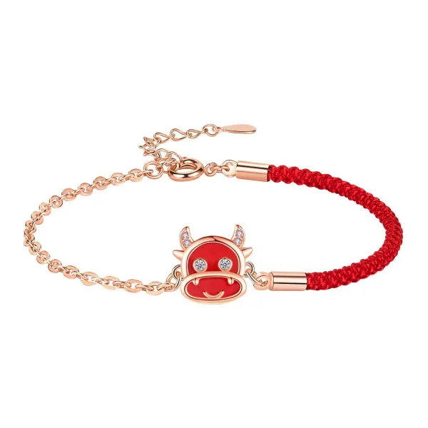 에니몰즈 여성팔찌선물 본명 년 띠 은도금 손장식 운전환 복소 레드 끈 삼팔절 x2개