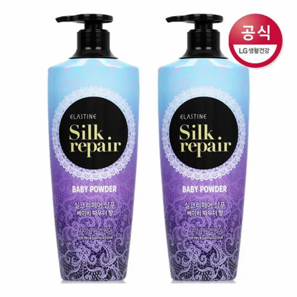 [신세계TV쇼핑]LG생활건강 엘라스틴 실크리페어 샴푸 베이비파우더 550ml x2개, 2