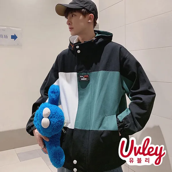 유블리 남성 바람막이 배색 포인트 야상 스트링 유니크룩 스트릿패션 (UV149HJH)