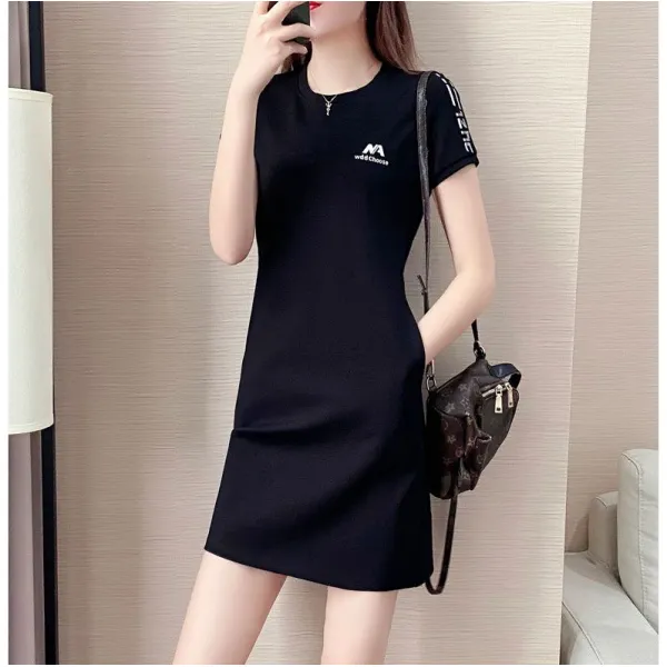 2021년 봄여름 캐주얼 빅 사이즈 통통 Mm 반팔 여성 인테리어로 날씬한 하프 기품