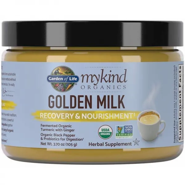 Garden of Life mykind Organics 골든 밀크 리커버리 & 영양 3.7oz (105g) 파우더-44mg 심황 커큐민 (95, 1