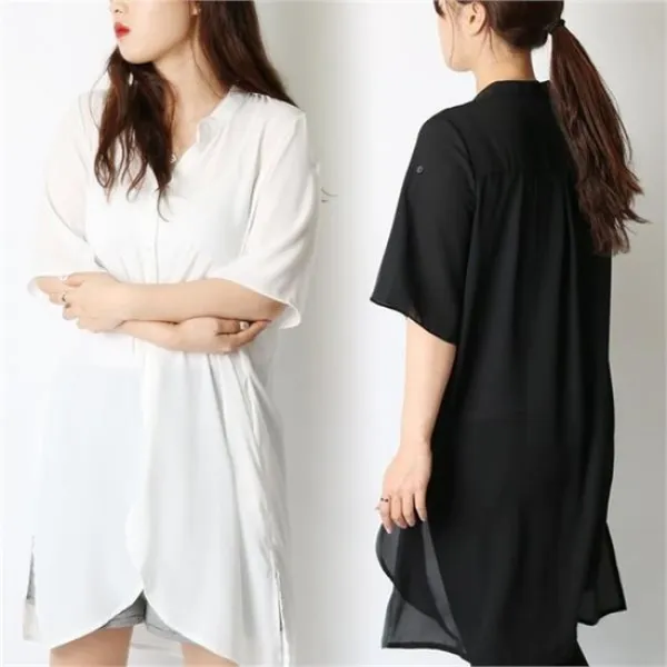  강물처럼 Hg 쉬폰롤업롱블라우스2133h906 빅사이즈235