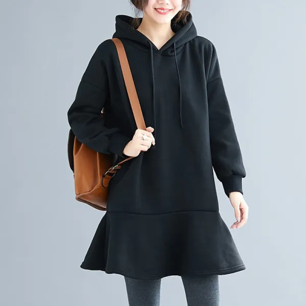 플랜글로벌 여성 기모 롱 후드티cth