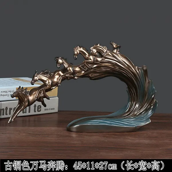 Mar.22 32번 모던 심플 거실 술장 장식 중마 도착 성공 공예품 사무실 서재 장식z 구릿빛 말 들 이 내달 리 고 있다.