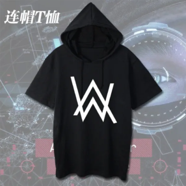 남성 티셔츠 후드티 캐주얼 앨런 워커 후드 티셔츠 Alan Walker 전음 Dj 남녀 여름 패션 반팔 순면 옷
