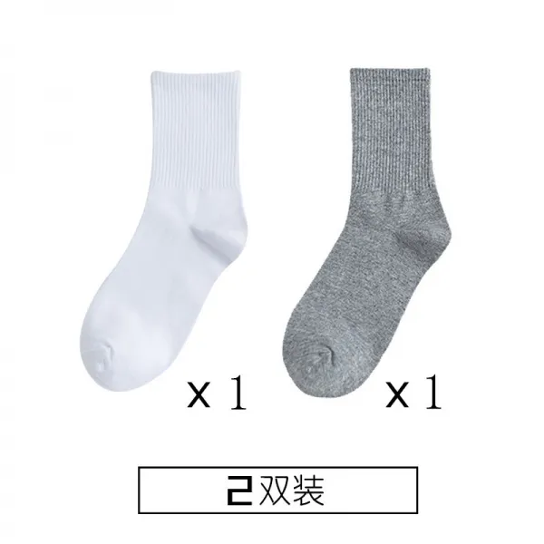 양말 자녀 길이 통원숙풍 ins 중 스타킹 흑백 순색 하이 웨이스트 추동 학생 남, 화이트그레이레드 2겹룩