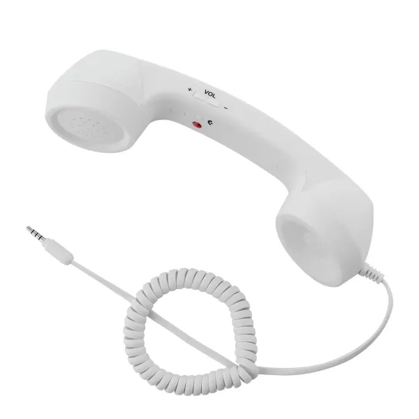 AFBEST 빈티지 레트로 전화 수화기 휴대폰 수신기 스마트폰용 마이크 마이크 3.5mm 소켓(흰색), 1개, 하얀
