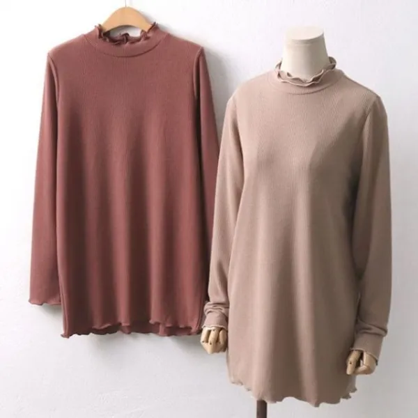[반팔티 골라줄게][데일리 폴라 프릴 골지 반목티] (: :10594XWE 름 : 반팔 : 티셔츠)<<벌써여름>>