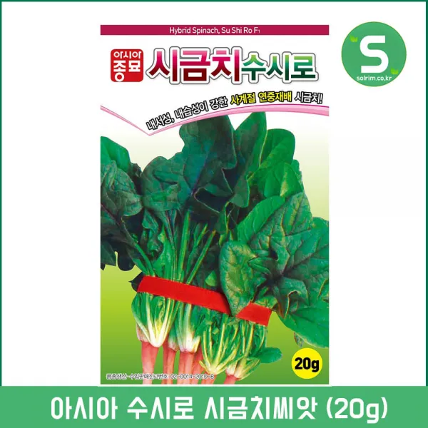 아시아종묘 시금치씨앗 20g 수시로시금치 연중재배 내서성 씨앗