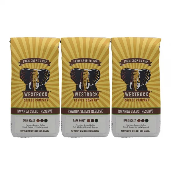 Westrock Coffee Company 르완다 셀렉트 예약 다크 로스트 그라운드 커피 12 oz 팩 (3팩), 선택, 상세설명참조