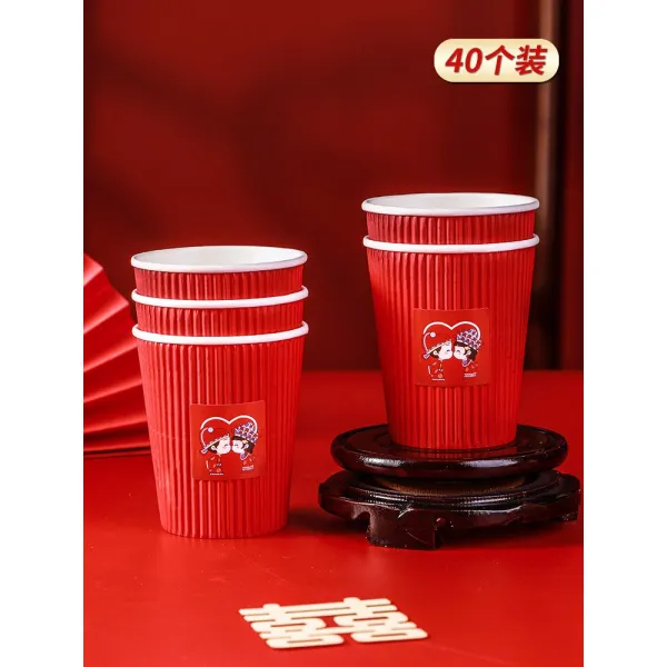 아이엠 I.m 경축함 두꺼운 결혼피로연 웨딩 희자 용품 완전무결 차를 권함 레드 종이컵 기왓장 종이컵 단열 화상방지 진홍 애