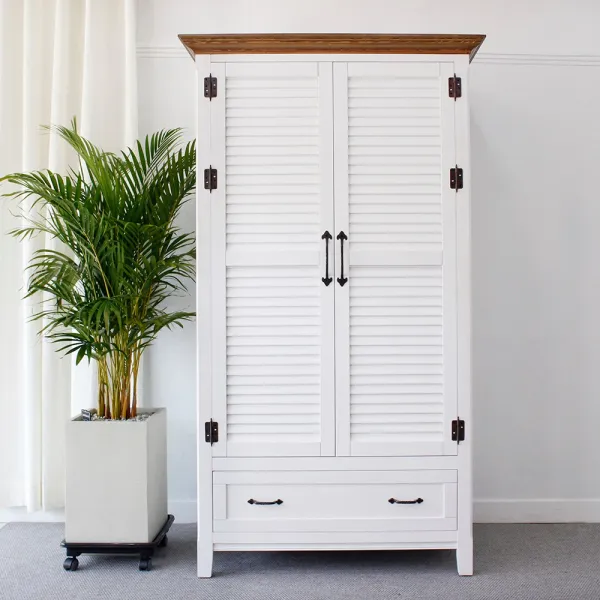 나누다가구 빈티지 원목 옷장 화이트