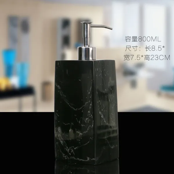 호텔 욕실 인테리어호텔 손 소독제 병 유럽식 비누 디스펜서 로션 병 샴푸 샤워서브 병 세트, 02 말없이 잉크 스톤 페인팅 블랙 800ml