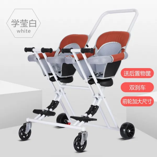 트라이크 2020 신상 유아트라이크 가성비최고 만족도 쌍둥이유모차 트윈유모차 초경량 기내반입 유모차 휴대용유모차 두 아이 유물 접이식 경량 쌍둥이 아기 더블 슬립 아기 세발 자전거 아기 유아 1-7 세 아이 손 푸시, 화이트 더블 워킹 베이비 하이 매칭 가드 레일 + 브라운 매트