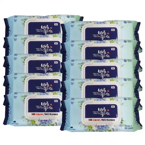 (두배로) 배로 도톰한 엠보싱 물티슈 캡형 60매(520g), 10팩, 60매