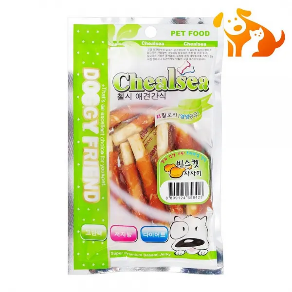 디자인그룹 티에스 첼시 애견 비스켓 사사미 70g 강아지 건조간식 육포, 1
