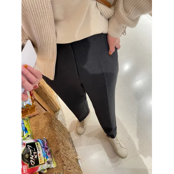 기모 정장바지 BYSPRING 다크그레이 추가 융털 보온 또 편안 캐쥬얼 긴바지 원턱