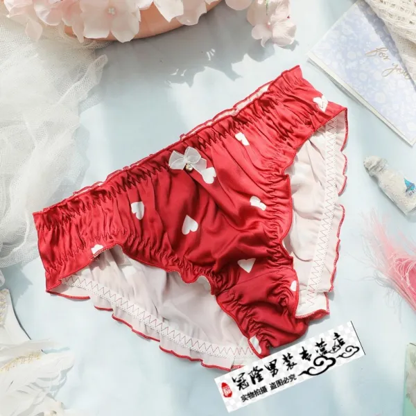 경선 상품일 깜찍한 소녀 팬티 단면 작은 사랑의 팬티 여사 일계 부드러운 여동생 실크 패턴의 삼각 소녀 깜찍하고 낮은 허리 반바지 뚱뚱, 단일상품