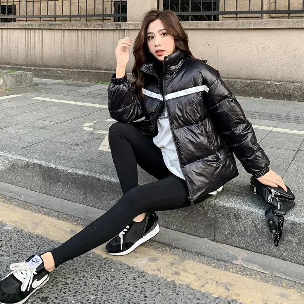 다온이네마켓 낟알 웨빙 패치워크 패딩 웰론 여성 겨울 스탠딩카라 지퍼 트렌드