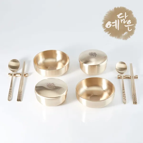 예담은 황금빛 고급 방짜 옥식기 합식기 칠첩 반상기 세트 매화 옥식기합식기 2인 세트 Ydb0205 단색