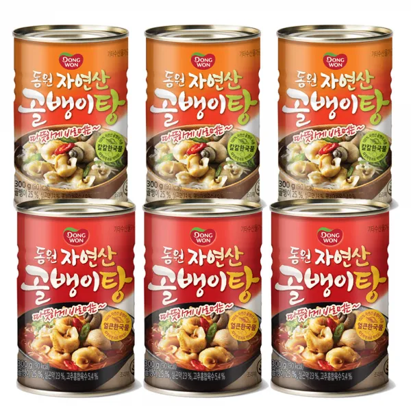 동원 골뱅이탕 칼칼한국물 3캔 얼큰한 국물 3캔 300g 6개