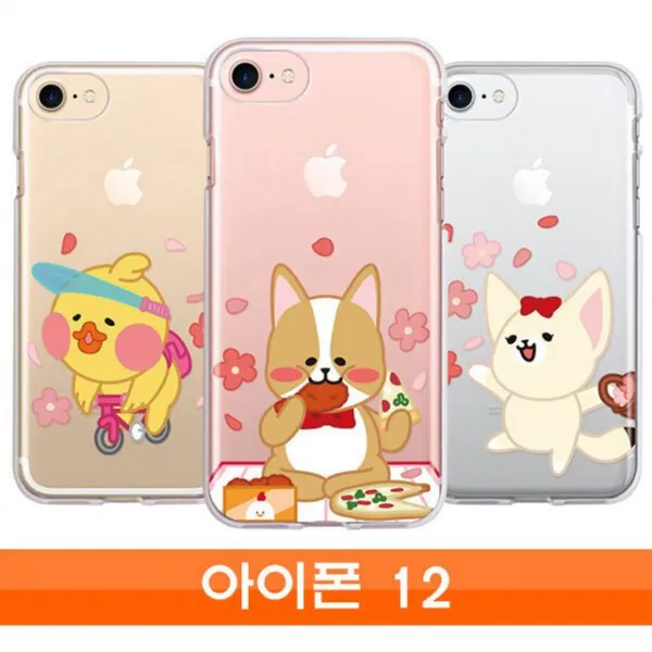 Wa무배 아이폰 12 Tada 꽃놀이 투명 젤리 케이스 // Ip12 휴대폰 1개 기본값 상품선택+꽃비냥이