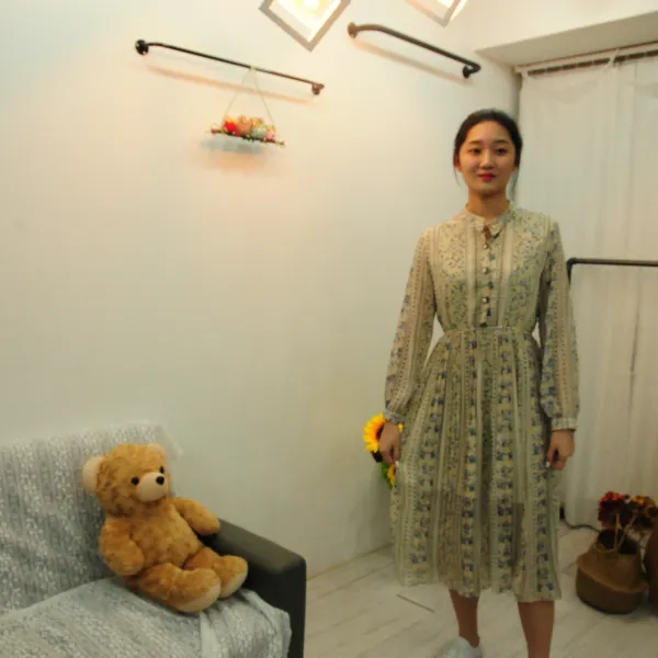  예피플 밀리언달러스 롱 원피스 브이넥 우아한 쉬폰 플라워 봄원피스 가을원피스 여름 롱원피스