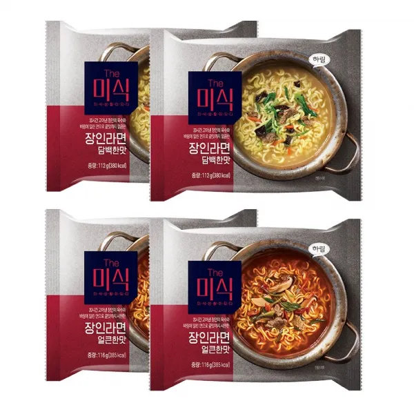 The미식 장인라면 얼큰한맛 116g 2개+담백한맛 112g 2개, 1세트