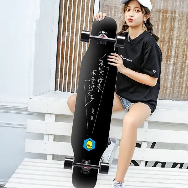싯업벤치 초보자 스케이트보드 긴판 여학생 남학생 전문 성인 스트릿 청소년 4륜 킥보드, T05-C77-이토록 안하무인격/보호대 선물보따리