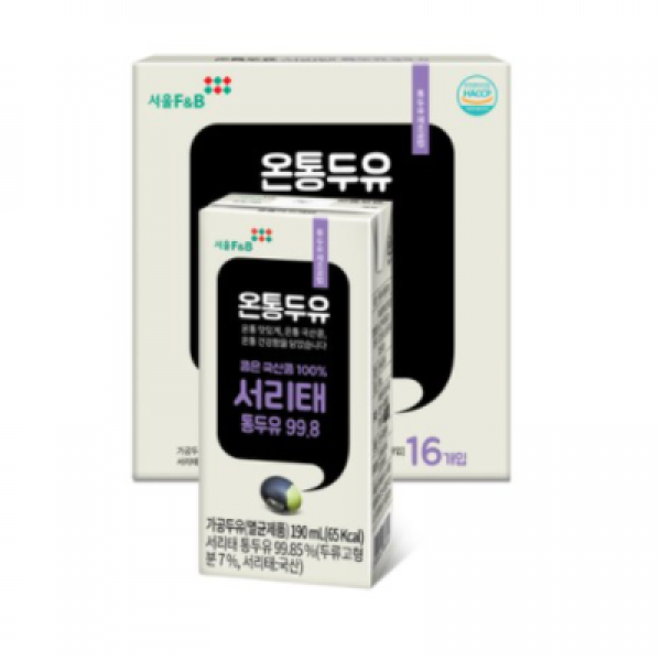 서울에프엔비 온통 서리태 통두유, 190ml, 48개