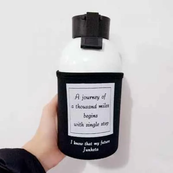 ms 털음망 홍 동형 옐로 덕 텀블러 600ml 대용량 남 여성 학생 물 컵 큐티 카드, 화이트 650ml패브릭 커버 색상 랜