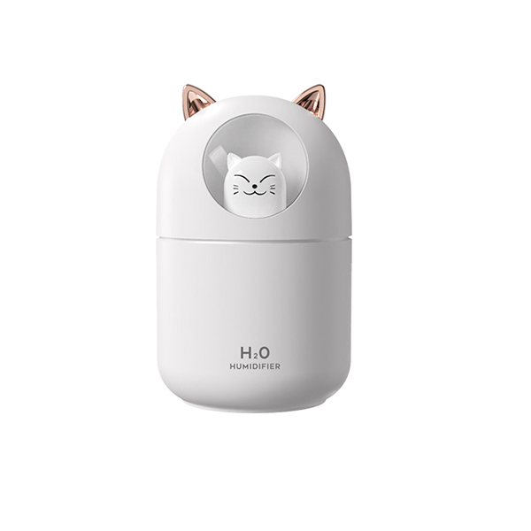 야옹이 가습기 애완 고양이 300ml 대용량 미니 가습기 USB가습기 무드등 필터 5개 포함 KC인증 대량 구매, 화이트