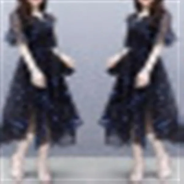 푸른임 시폰 원피스 여름철 여성복 잔꽃 반팔 신상 스커트녀 2019 중년 원피스 단신 원피스 우아한 원피스 여성스러운 분위기의 섹시마 단일상품