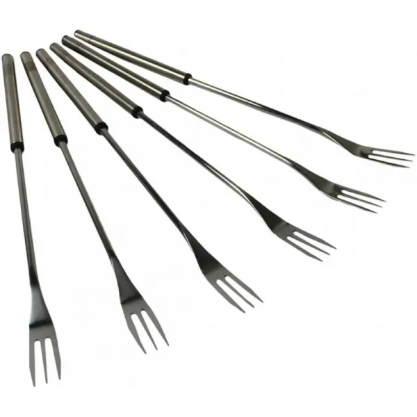 com-4® 6x 퐁듀 스테인리스 스틸 포크 - 퐁듀 칼붙이 - 스테인리스 스틸 핸들퐁듀스피 (06 pcs - 스테인