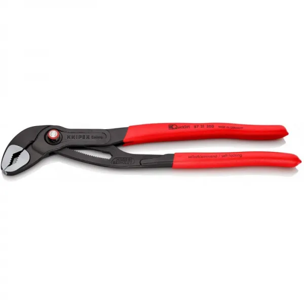 Knipex 87 21 300 코브라® 퀵셋 하이테크 워터 펌프 펜치 그레이 다툼 미끄럼 방지 플라스틱 커버 300mm